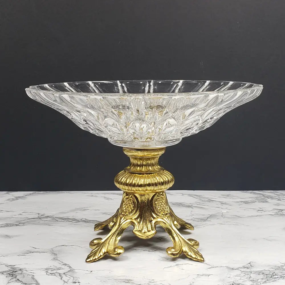Hollywood Regency Crystal Pedestal Centerpiece Vintage Decor