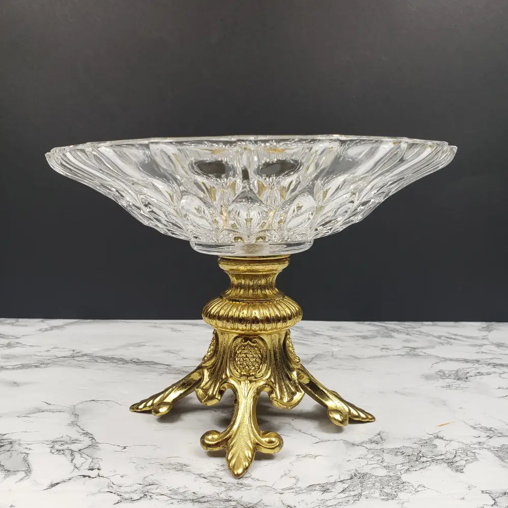 Hollywood Regency Crystal Pedestal Centerpiece Vintage Decor