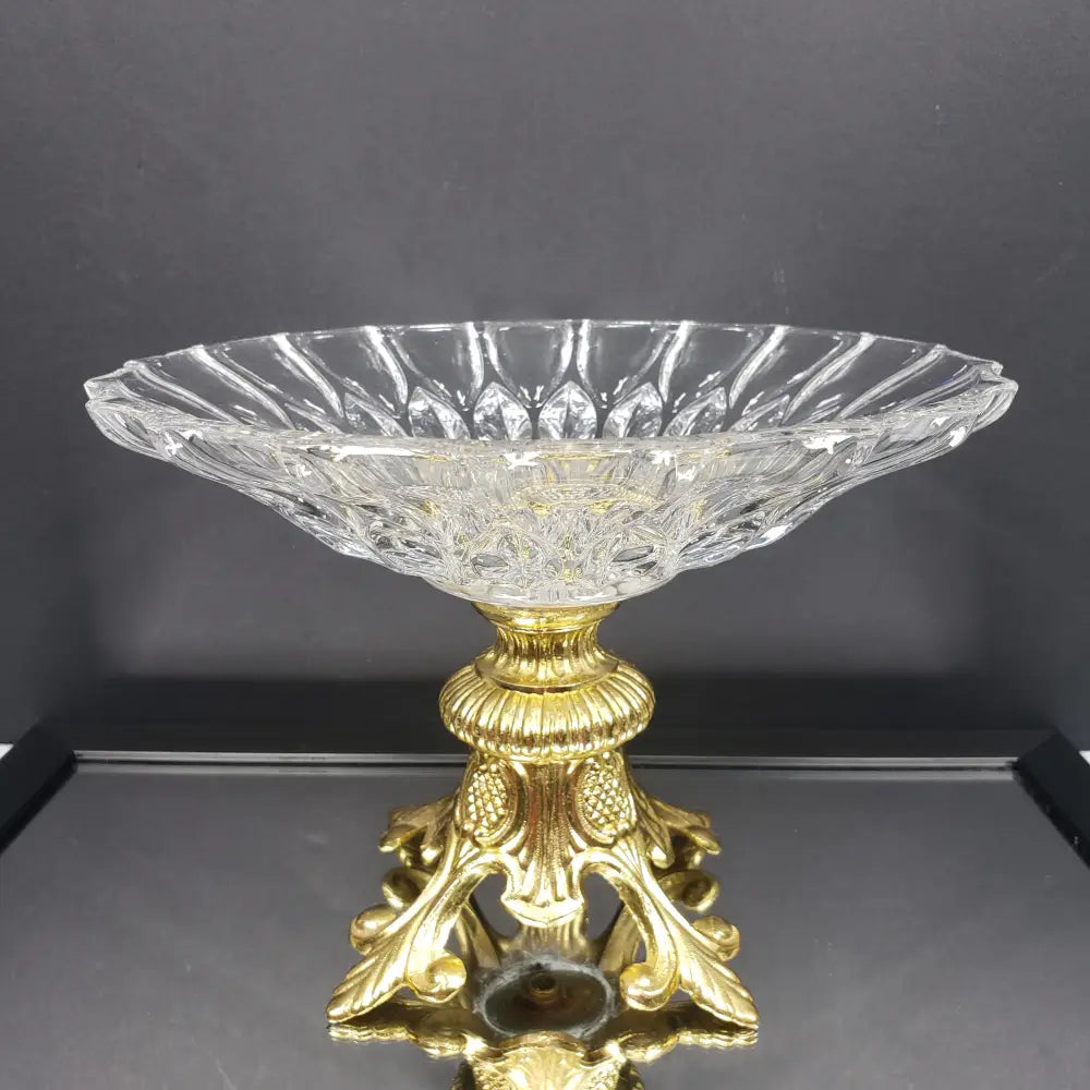 Hollywood Regency Crystal Pedestal Centerpiece Vintage Decor