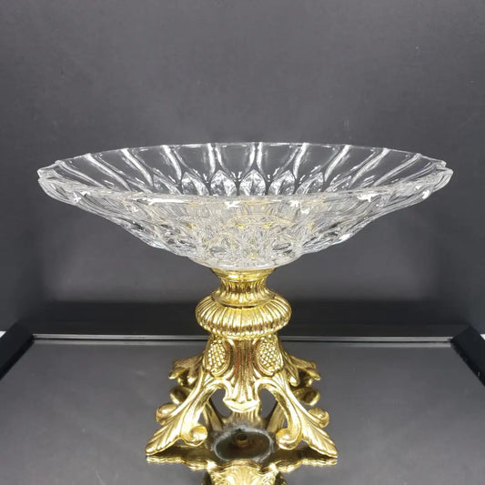 Hollywood Regency Crystal Pedestal Centerpiece Vintage Decor