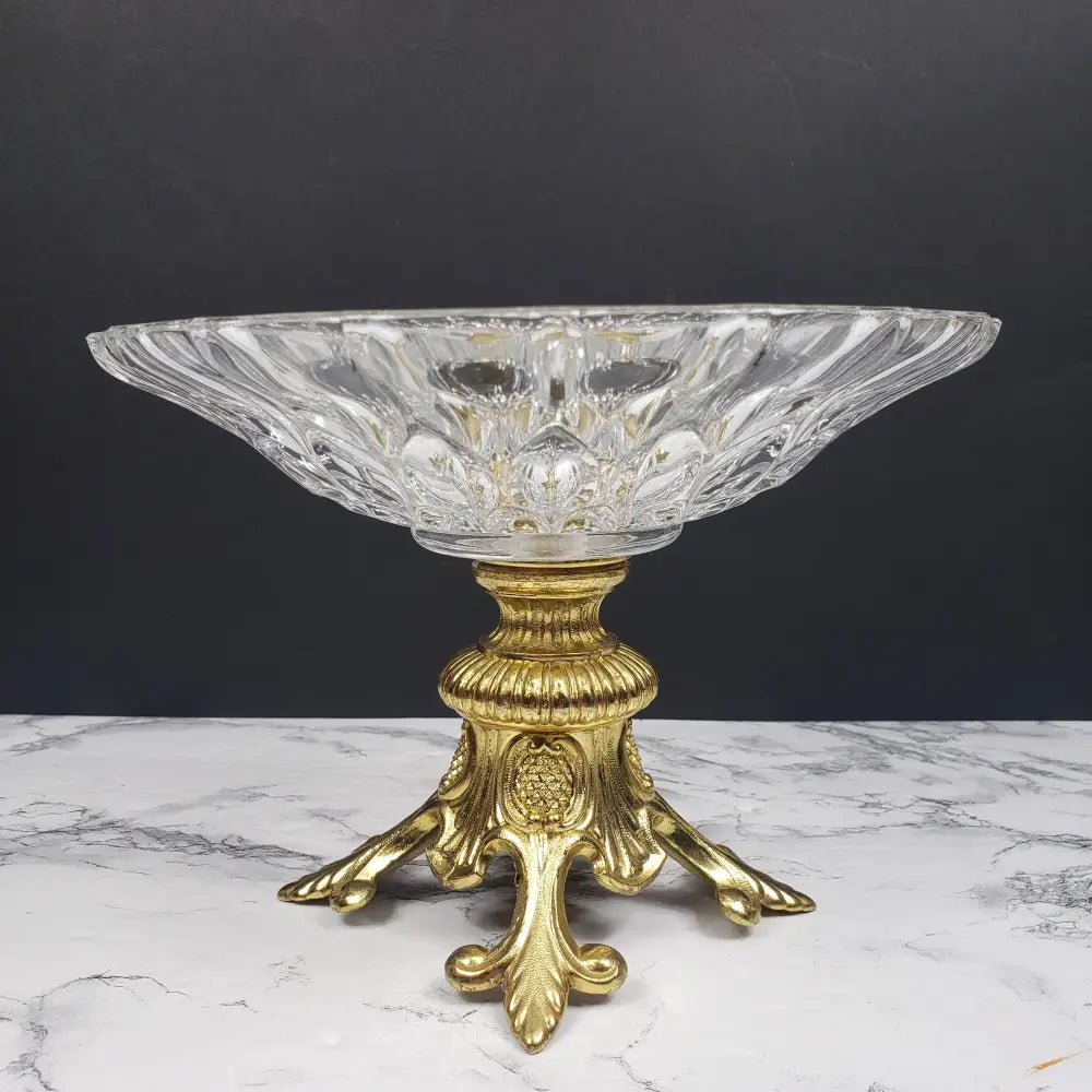 Hollywood Regency Crystal Pedestal Centerpiece Vintage Decor
