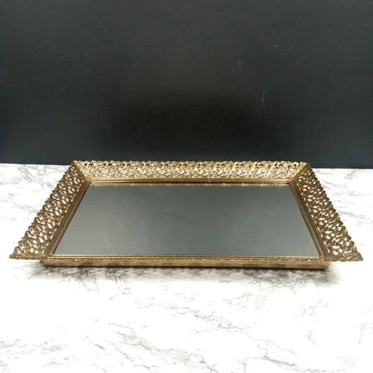 Hollywood Regency Filigree Ormolu Vanity Tray Mid Century Decor