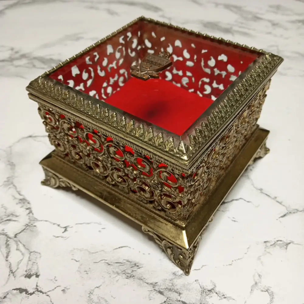 Hollywood Regency Filigree Trinket Box ( Vintage ) Decor