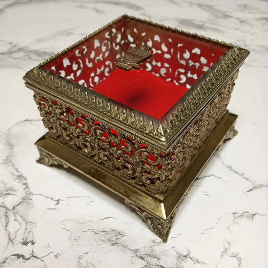 Hollywood Regency Filigree Trinket Box ( Vintage ) Decor