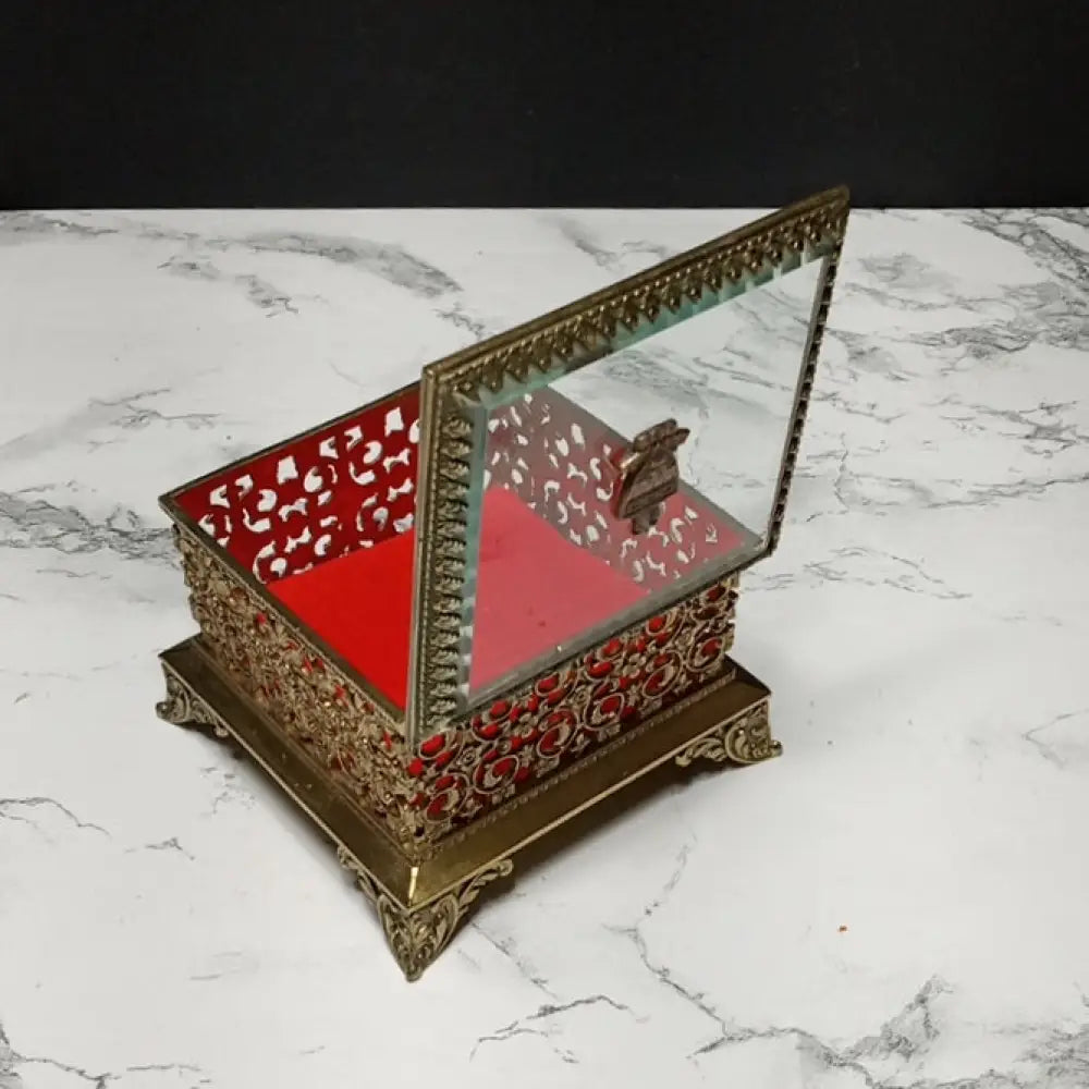 Hollywood Regency Filigree Trinket Box ( Vintage ) Decor