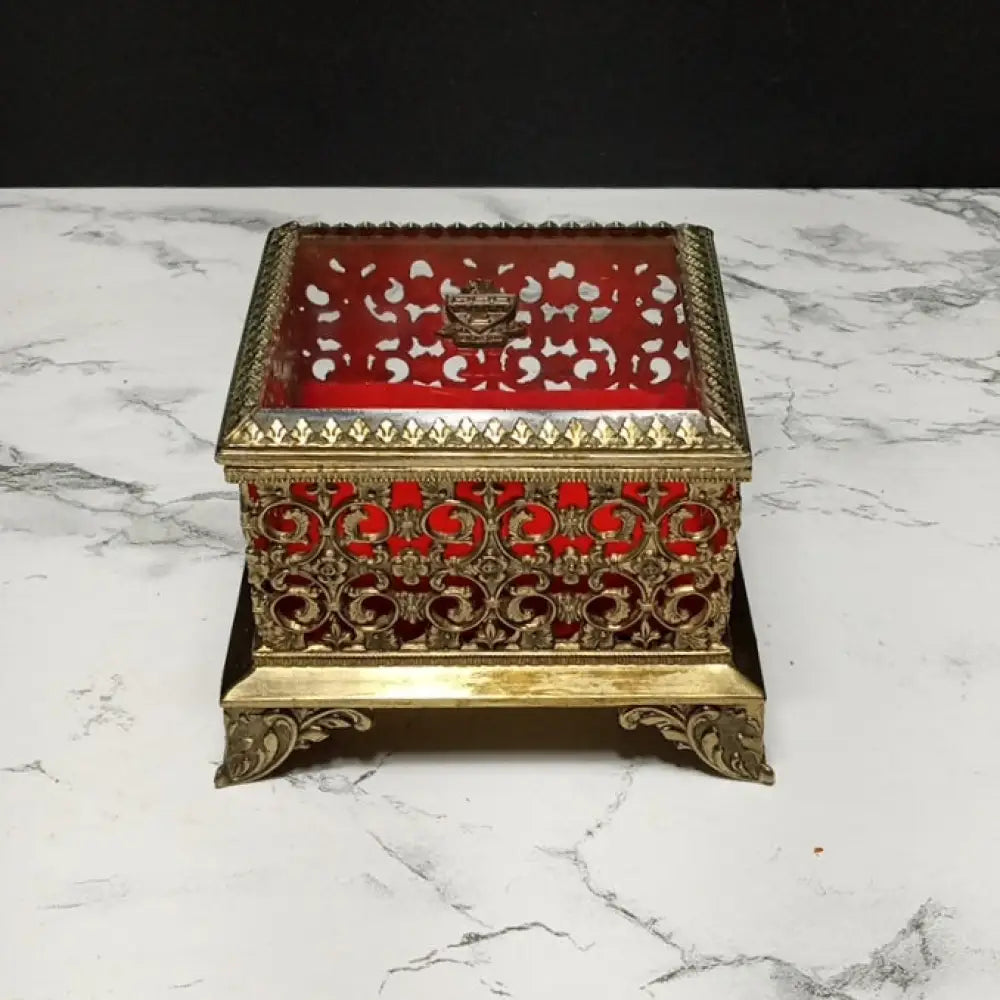 Hollywood Regency Filigree Trinket Box ( Vintage ) Decor