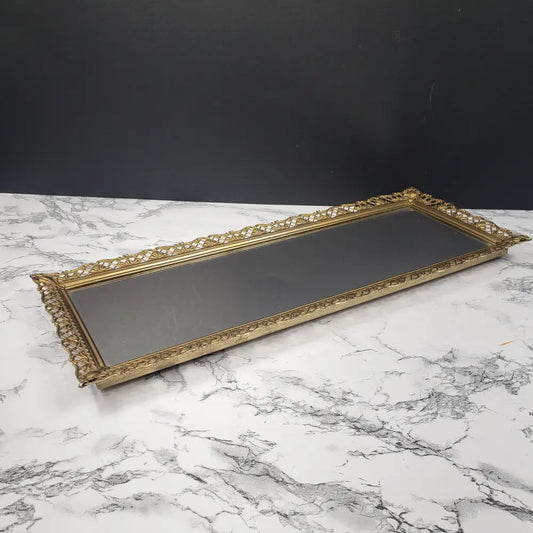 Hollywood Regency Mirrored Vanity Tray Mid Century Decor