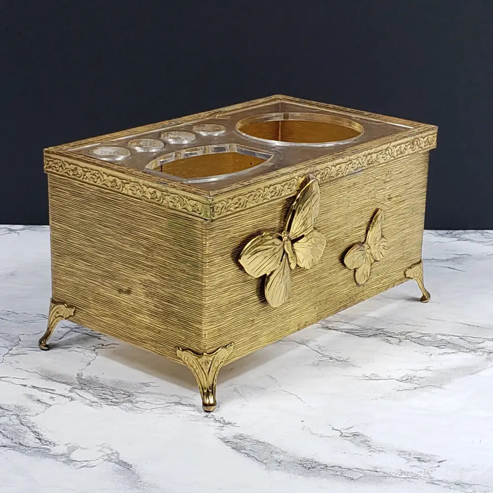 Hollywood Regency Vanity Makeup Organizer Vintage Decor