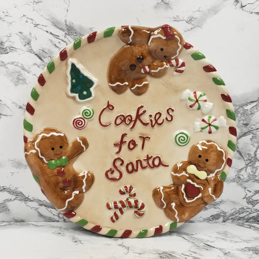 Home Interiors Santa Cookie Christmas Plate Vintage Decor