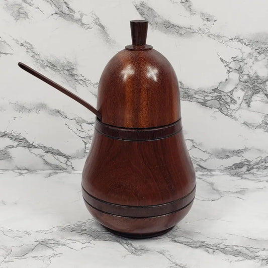 Honey Server Bavarian Black Forest Handmade Solid Wood Vintage Decor