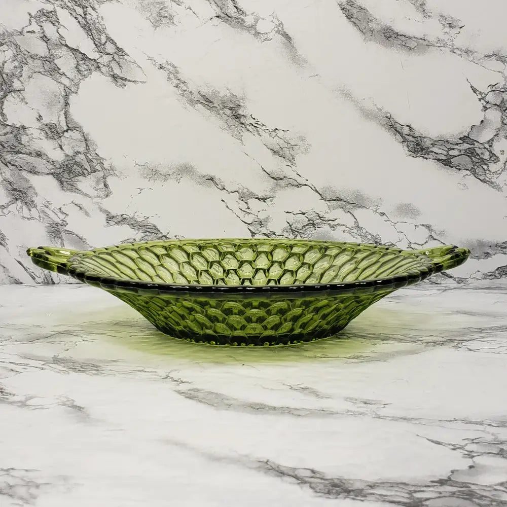 Honeycomb Glass Handled Candy Trinket Dish Vintage Home & Garden