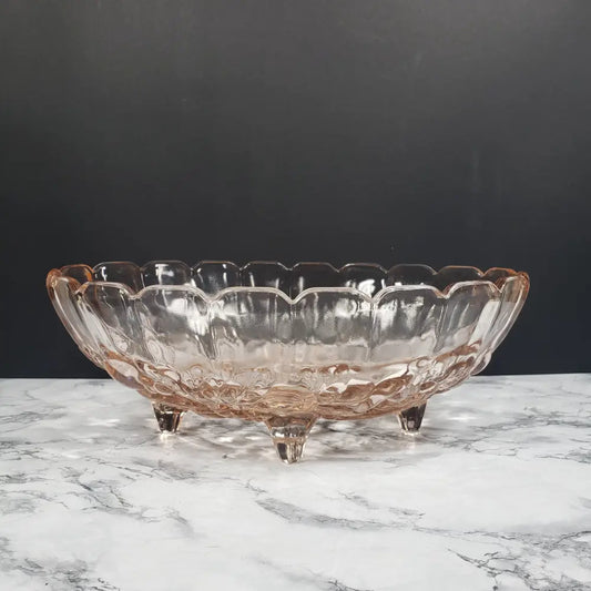 Indiana Glass Garland Pink Fruit Centerpiece Bowl Vintage Collectibles