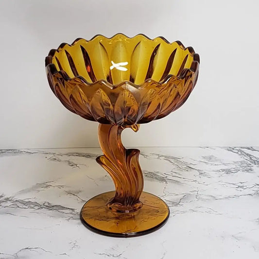 Indiana Glass Lotus Blossom Compote Vintage - Decor