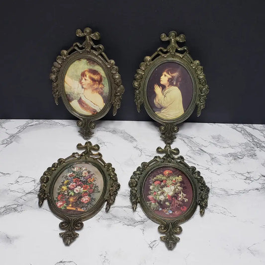 Italian Filigree Framed Small Pictures 4Pc (Vintage) Decor