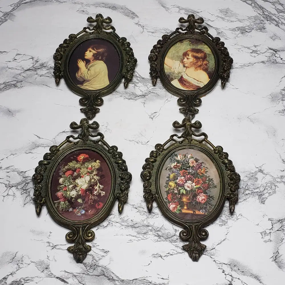 Italian Filigree Framed Small Pictures 4Pc (Vintage) Decor
