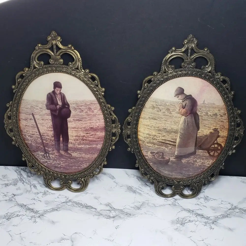 Italian Filigree Large 17 x 12 Framed Bubble Glass Farm