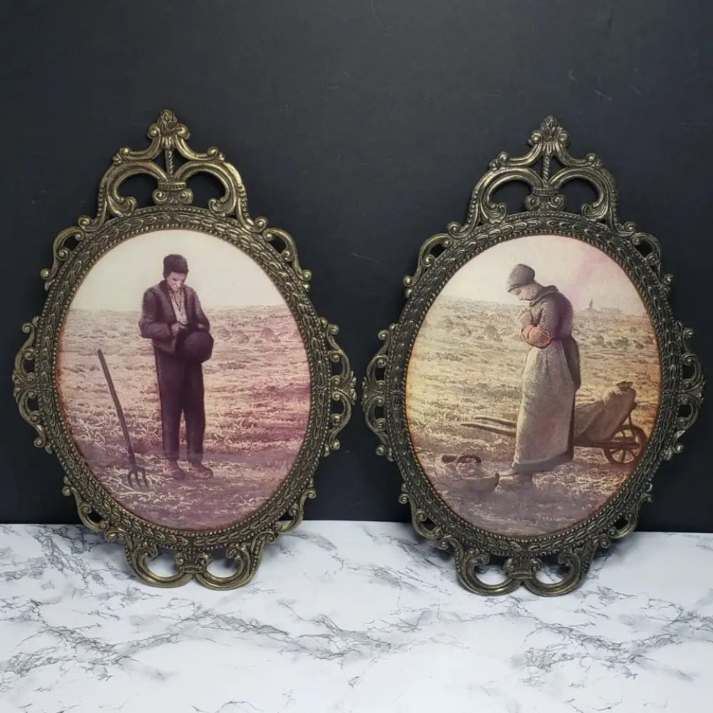 Italian Filigree Large 17 x 12 Framed Bubble Glass Farm