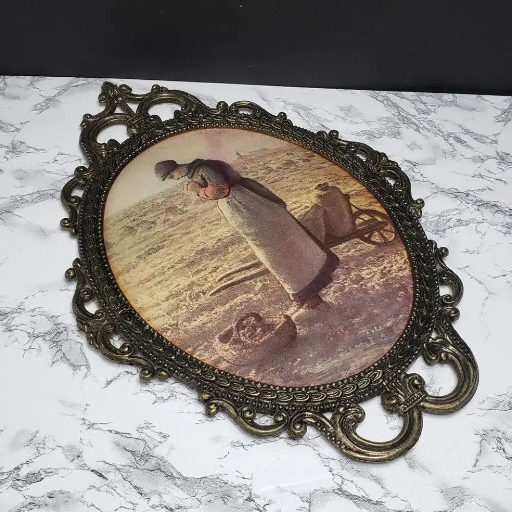 Italian Filigree Large 17 x 12 Framed Bubble Glass Farm