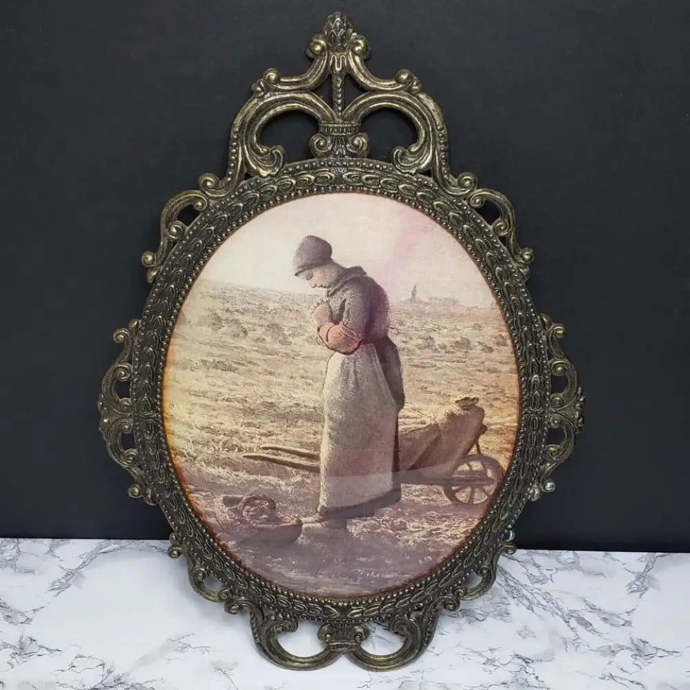 Italian Filigree Large 17 x 12 Framed Bubble Glass Farm