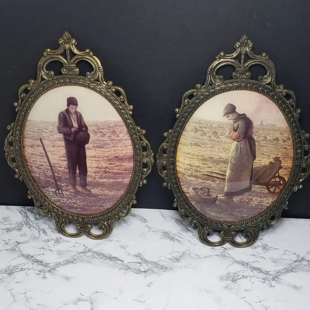 Italian Filigree Large 17 x 12 Framed Bubble Glass Farm