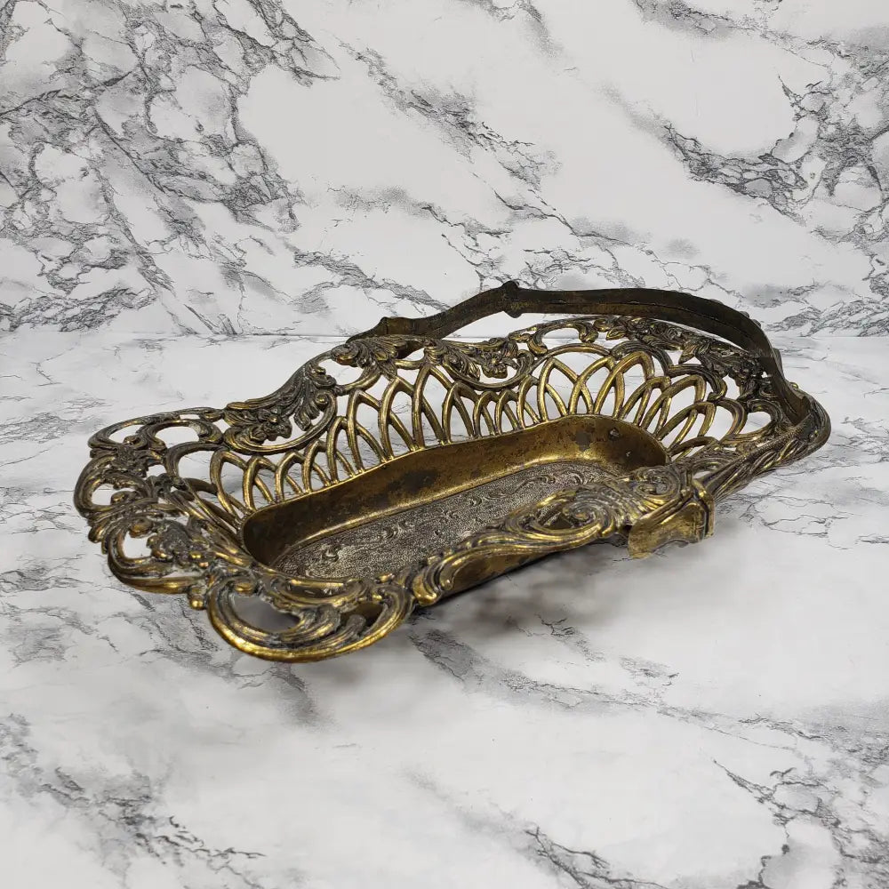 Italian Metal Vanity Trinket Basket Vintage Home & Garden