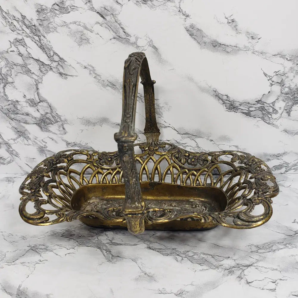 Italian Metal Vanity Trinket Basket Vintage Home & Garden