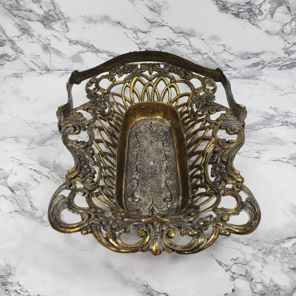 Italian Metal Vanity Trinket Basket Vintage Home & Garden