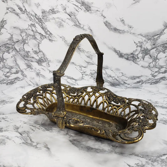 Italian Metal Vanity Trinket Basket Vintage Home & Garden