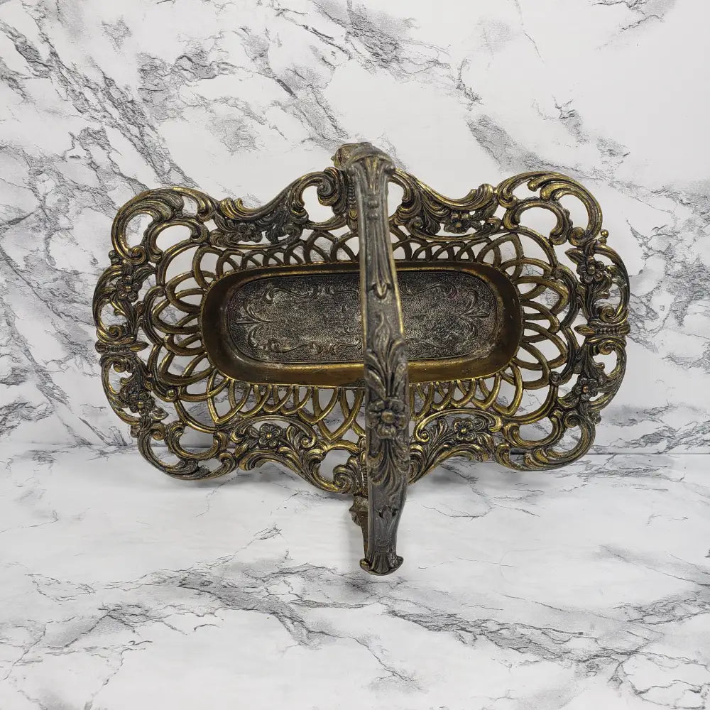 Italian Metal Vanity Trinket Basket Vintage Home & Garden