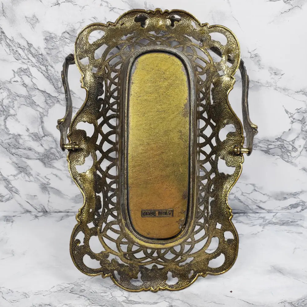 Italian Metal Vanity Trinket Basket Vintage Home & Garden