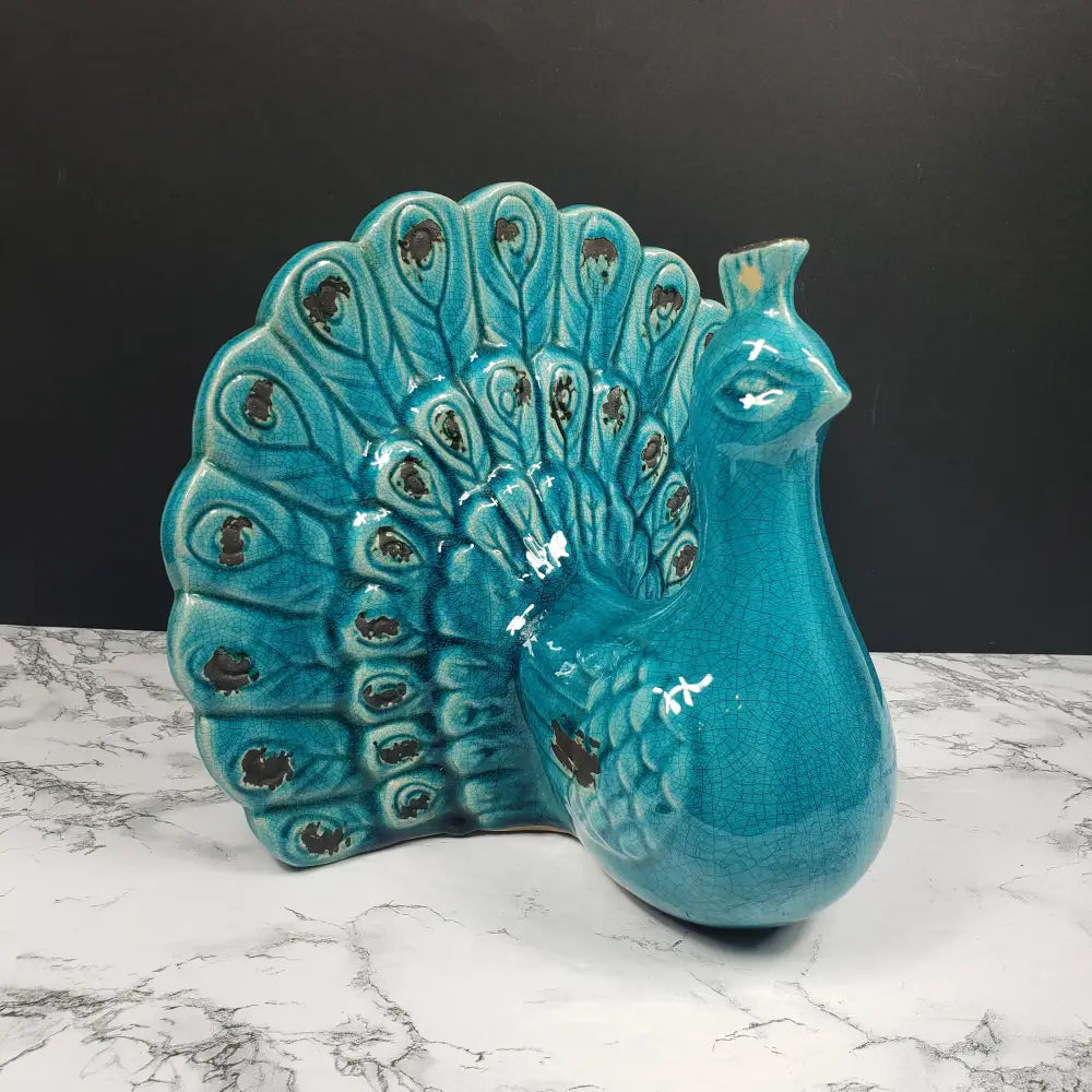 Italian Peacock Majolica Art Deco Vintage Decor