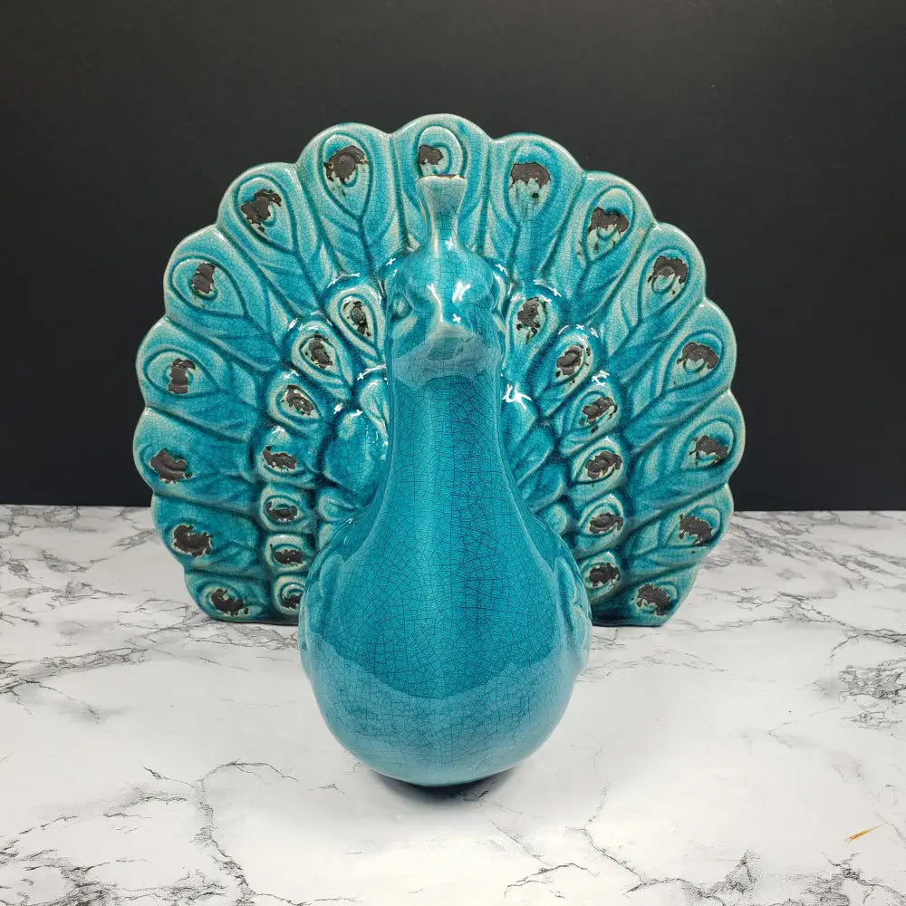 Italian Peacock Majolica Art Deco Vintage Decor