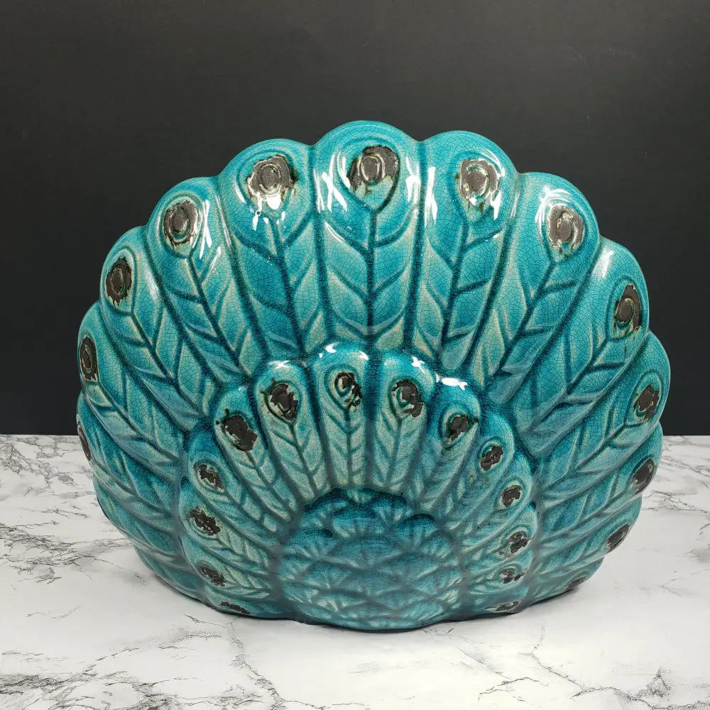 Italian Peacock Majolica Art Deco Vintage Decor