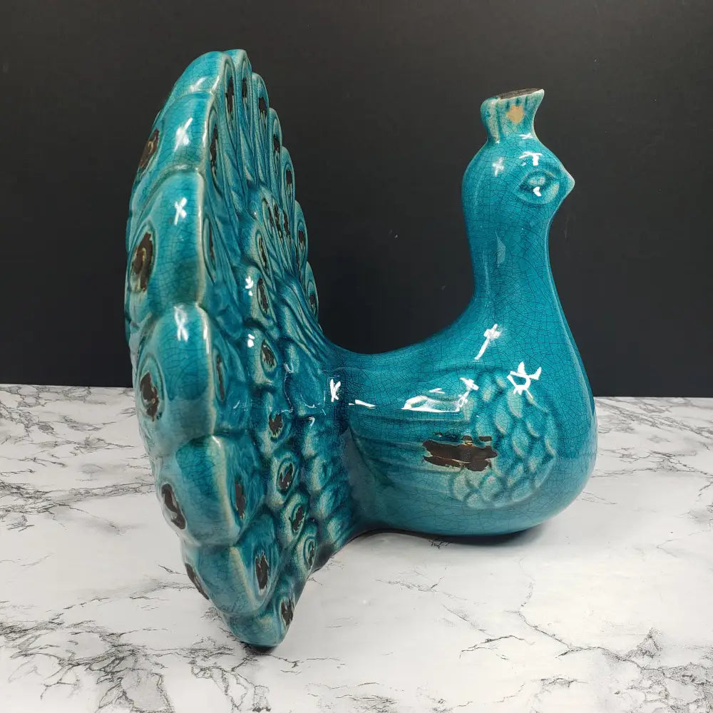 Italian Peacock Majolica Art Deco Vintage Decor
