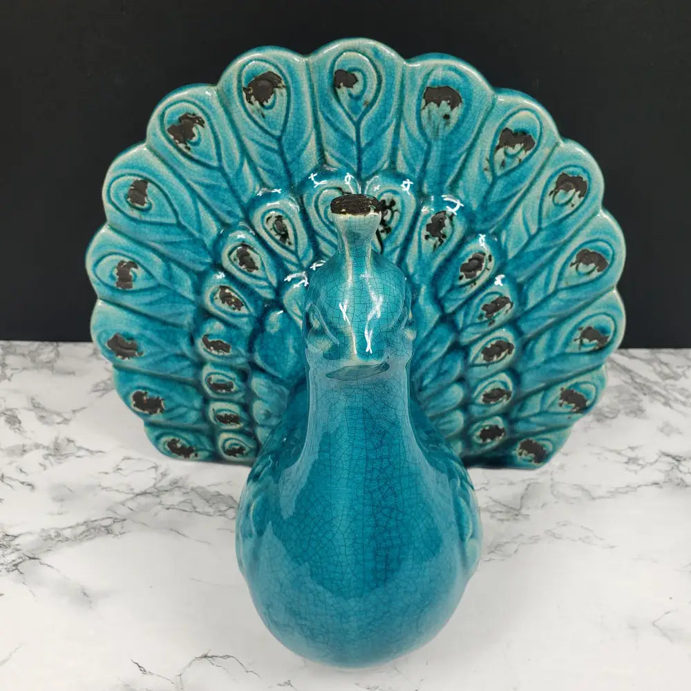 Italian Peacock Majolica Art Deco Vintage Decor