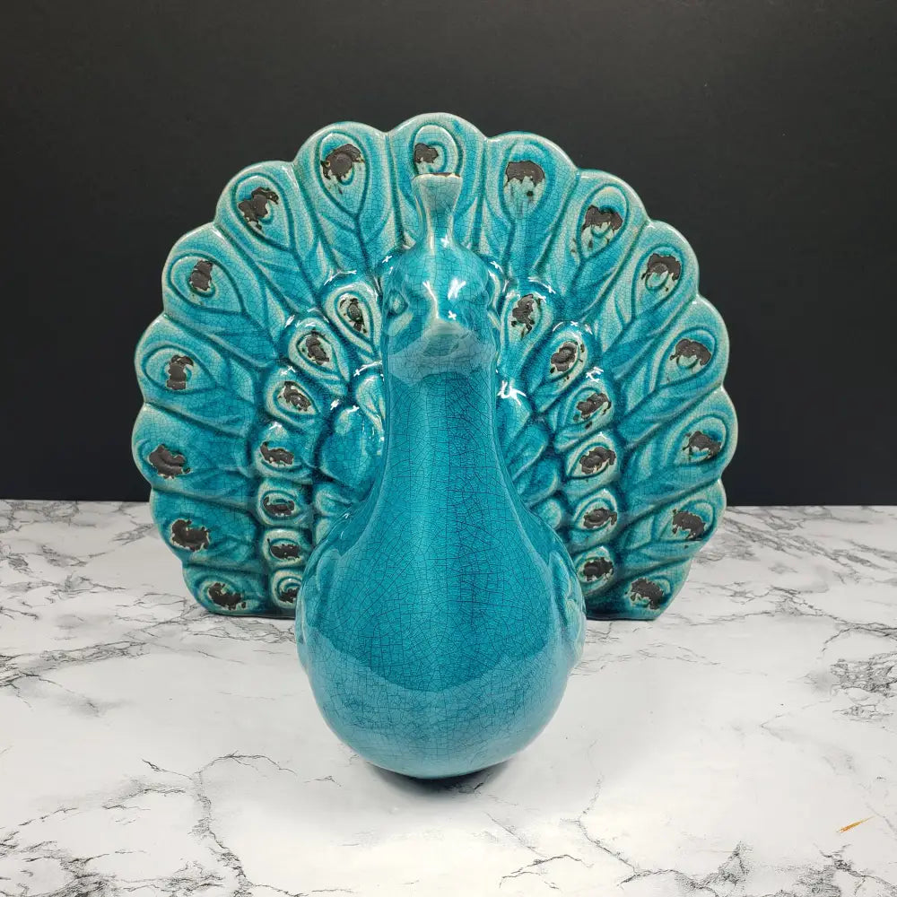 Italian Peacock Majolica Art Deco Vintage Decor