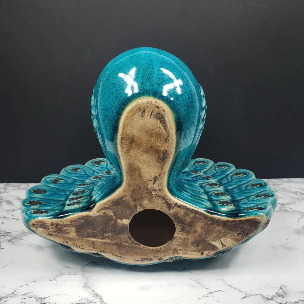 Italian Peacock Majolica Art Deco Vintage Decor