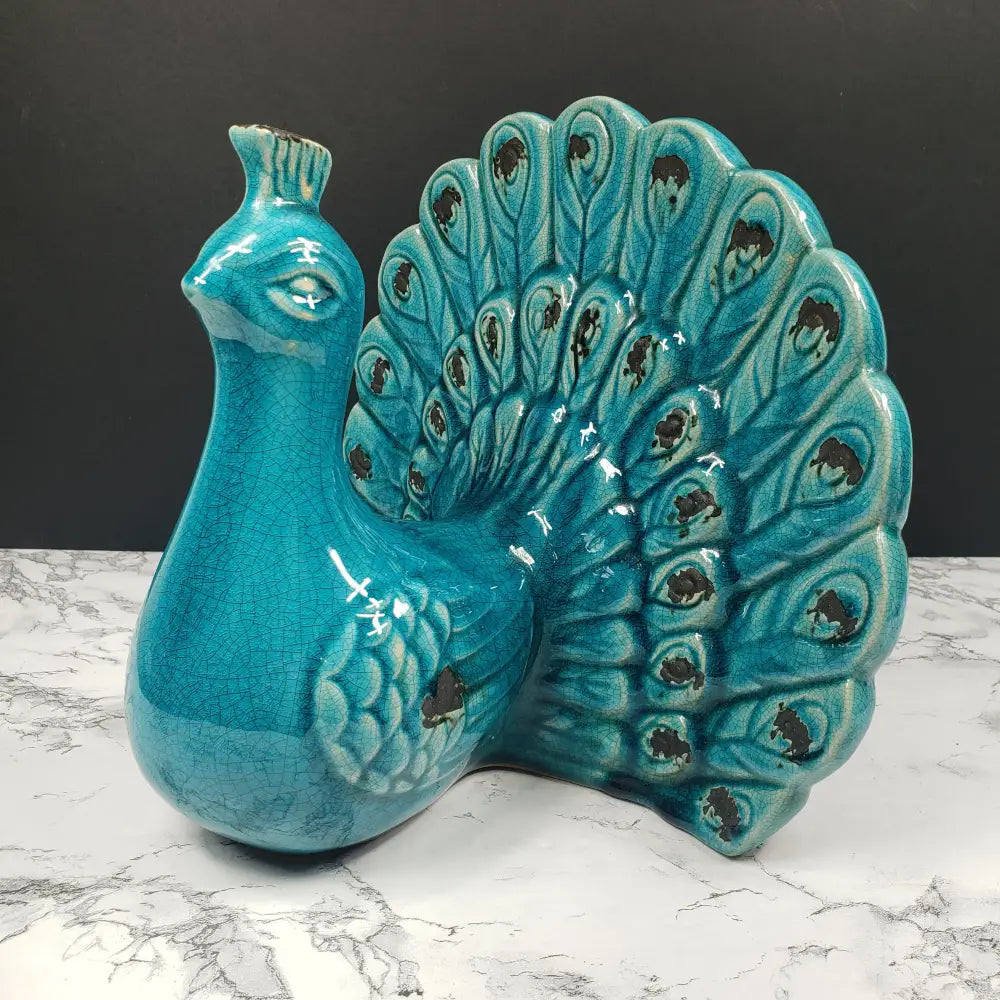 Italian Peacock Majolica Art Deco Vintage Decor