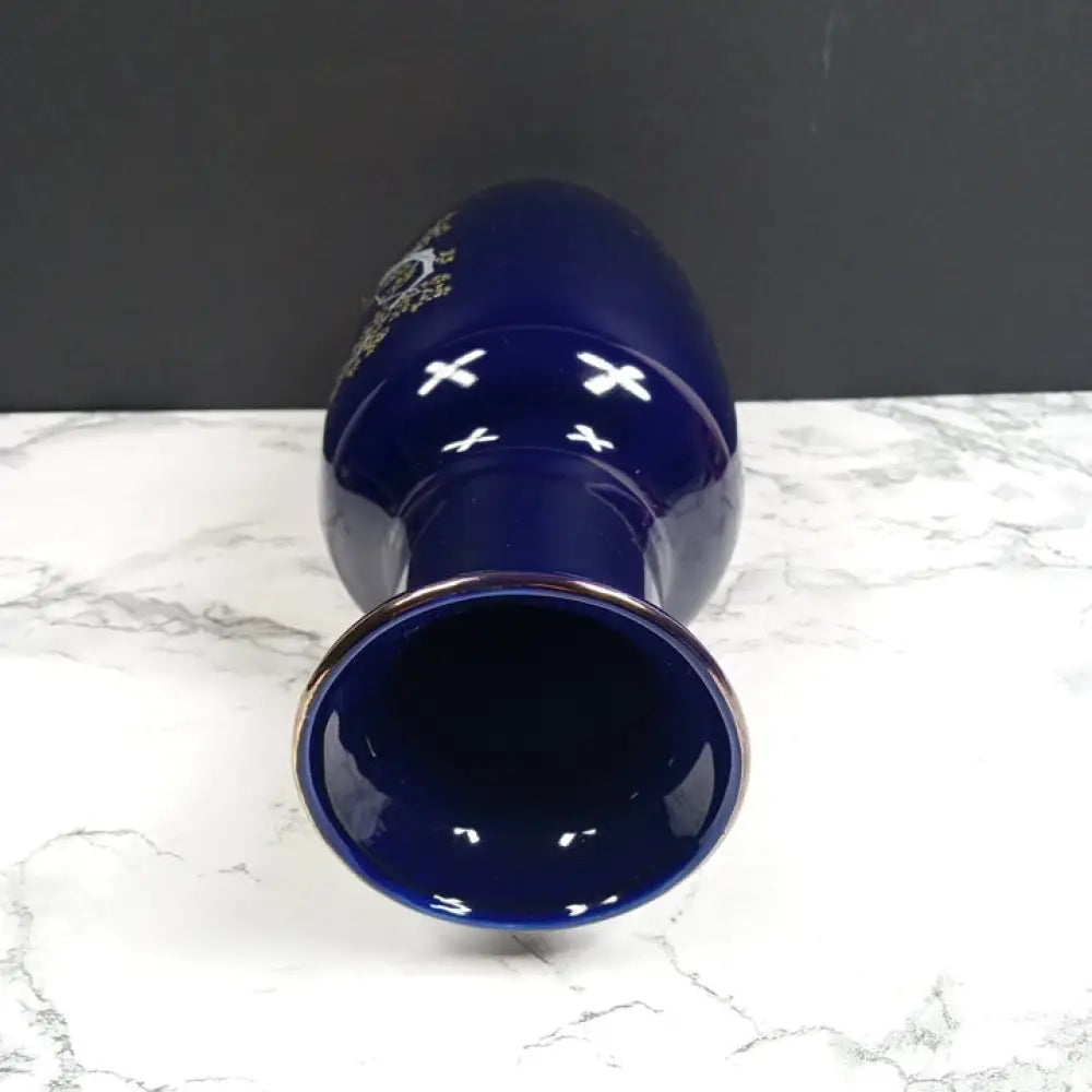 Japanese Cobalt Blue Porcelain Vase Vintage Decor