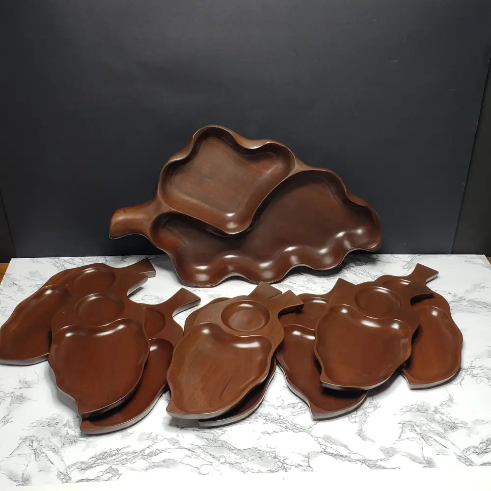 Solid Wood Japanese Party Tray Serving Set 9Pc (Vintage) Decor