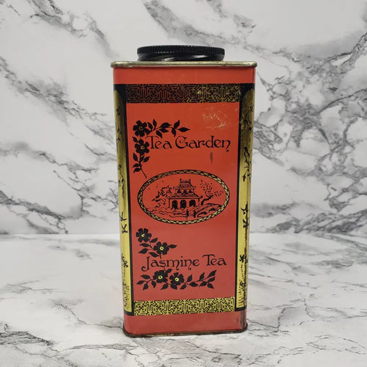 Jasmine Tea Lidded Tin Canister Vintage Decor