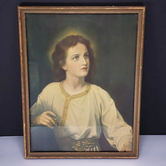 Jesus At Twelve By Heinrich Hofmann Framed Original Print 1940S Decor