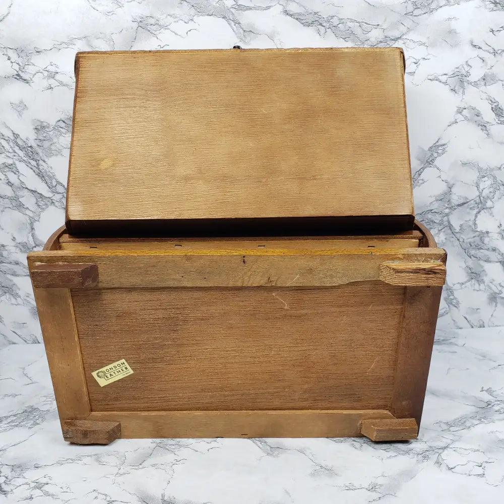 Jewelry Box Wood Bombay Style London Leather Vintage Holders