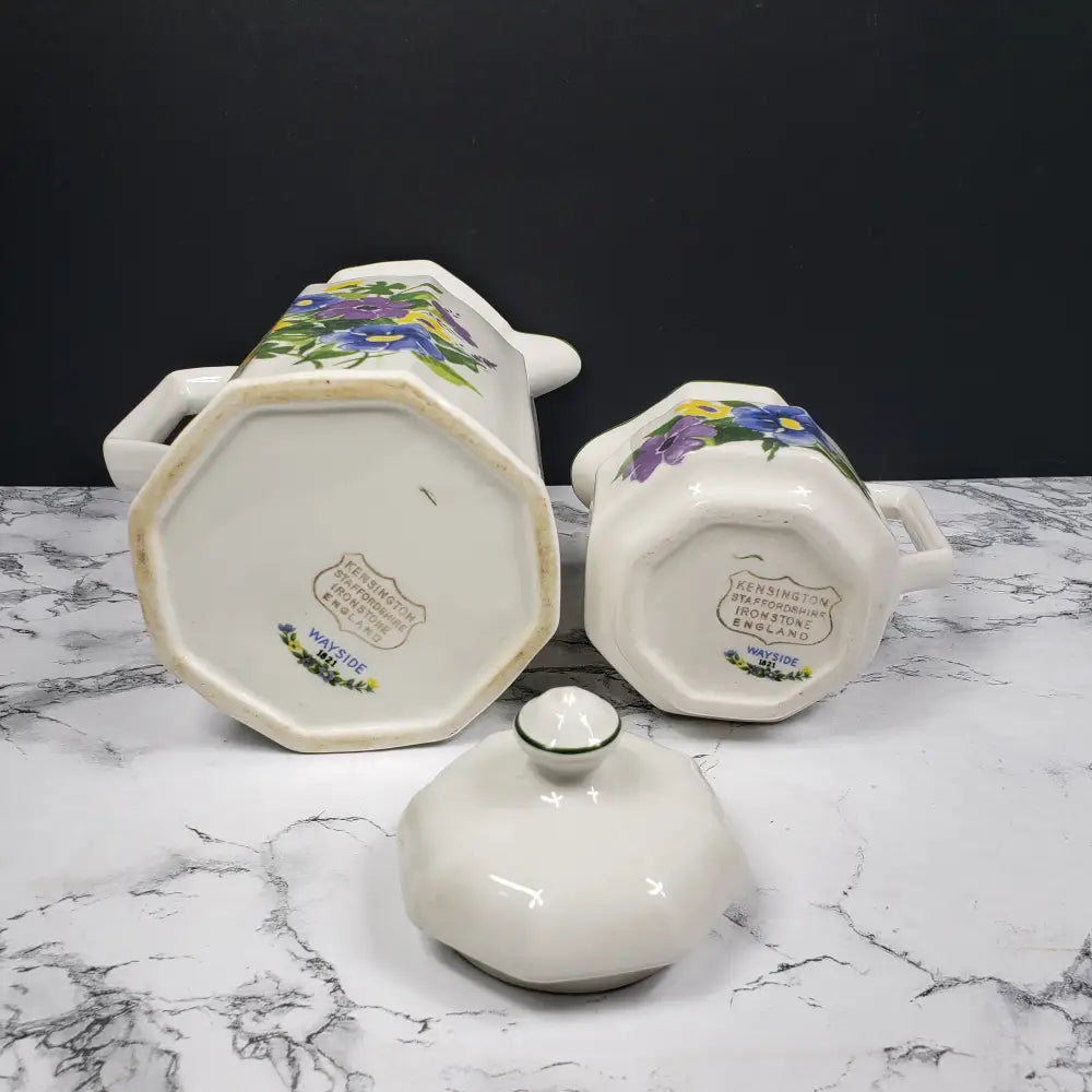 Kensington Staffordshire Ironstone Wayside Teapot And Creamer Vintage Decor