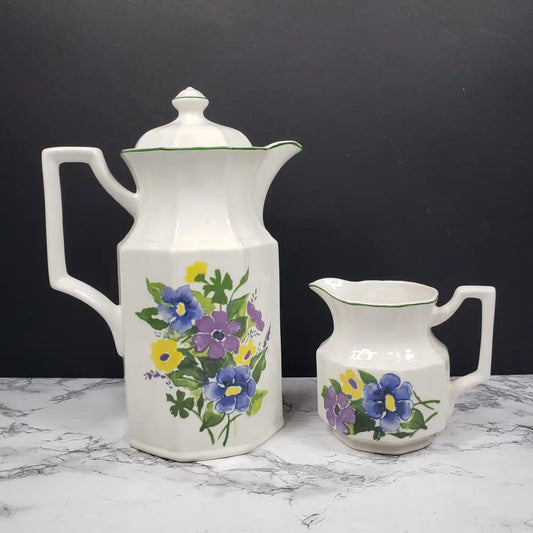 Kensington Staffordshire Ironstone Wayside Teapot And Creamer Vintage Decor