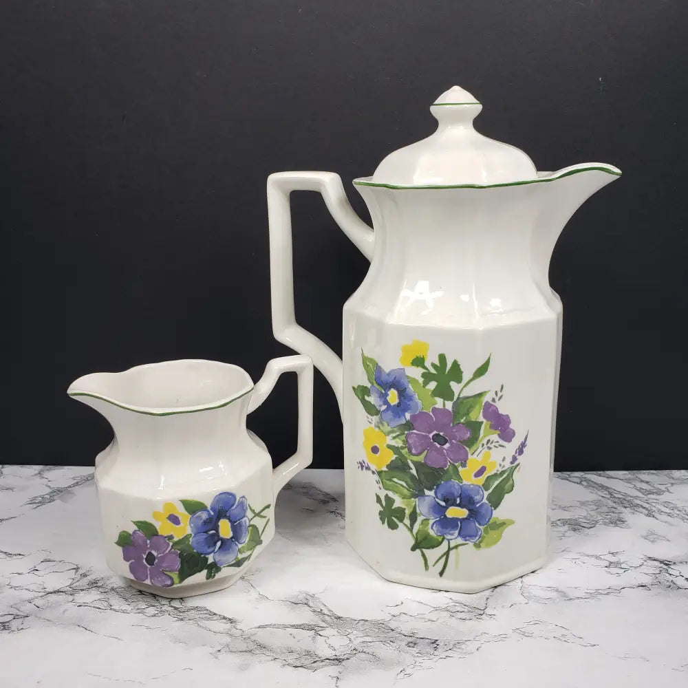 Kensington Staffordshire Ironstone Wayside Teapot And Creamer Vintage Decor
