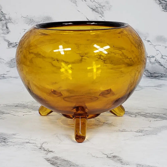 L.e. Smith Amber Glass Florette Flower Frog Holder Vintage Collectibles
