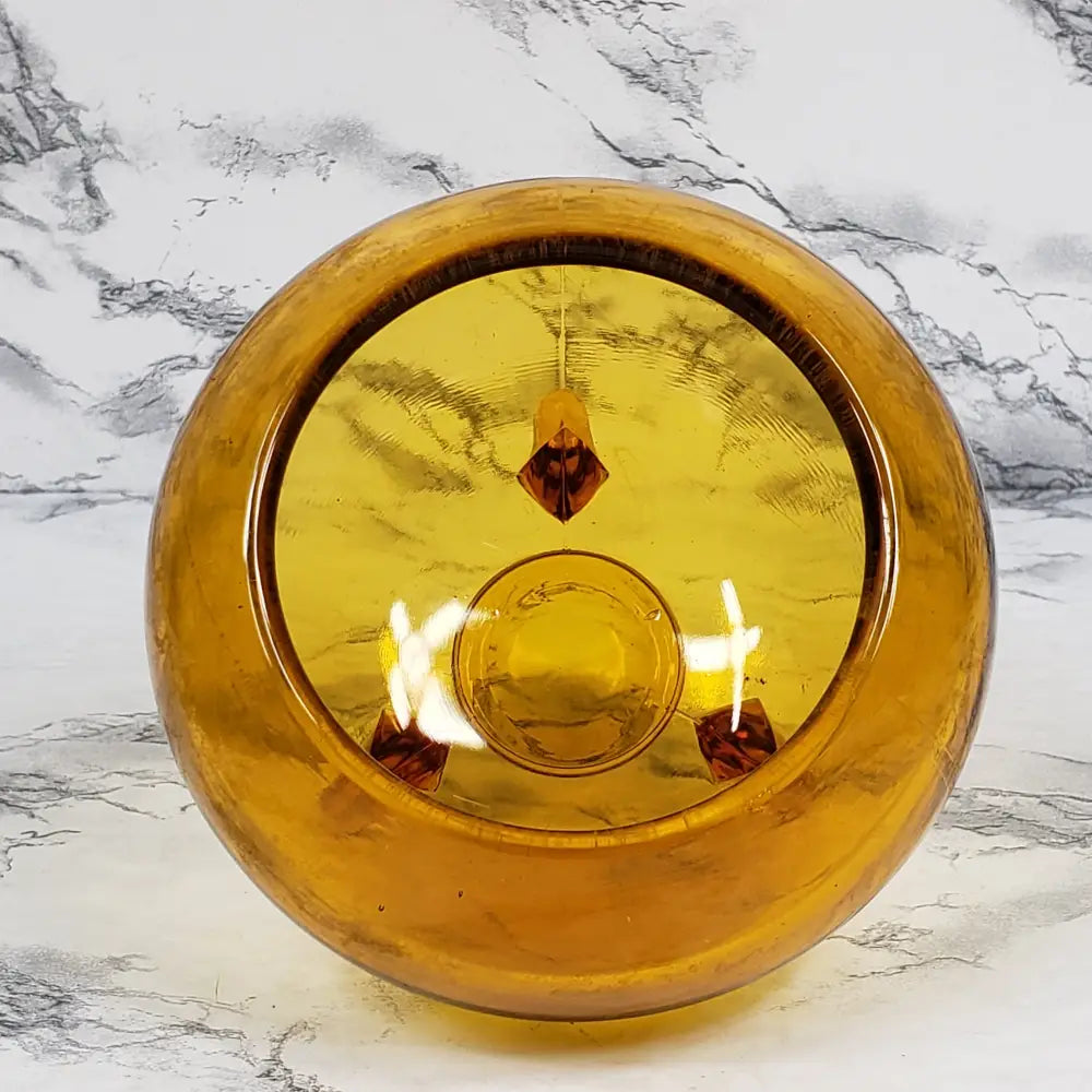 L.e. Smith Amber Glass Florette Flower Frog Holder Vintage Collectibles