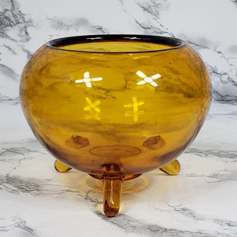 L.e. Smith Amber Glass Florette Flower Frog Holder Vintage Collectibles