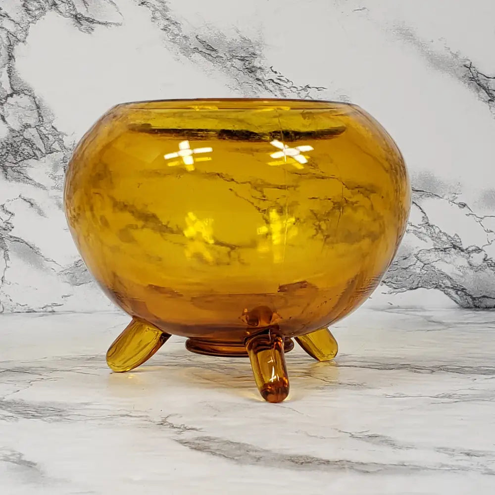 L.e. Smith Amber Glass Florette Flower Frog Holder Vintage Collectibles